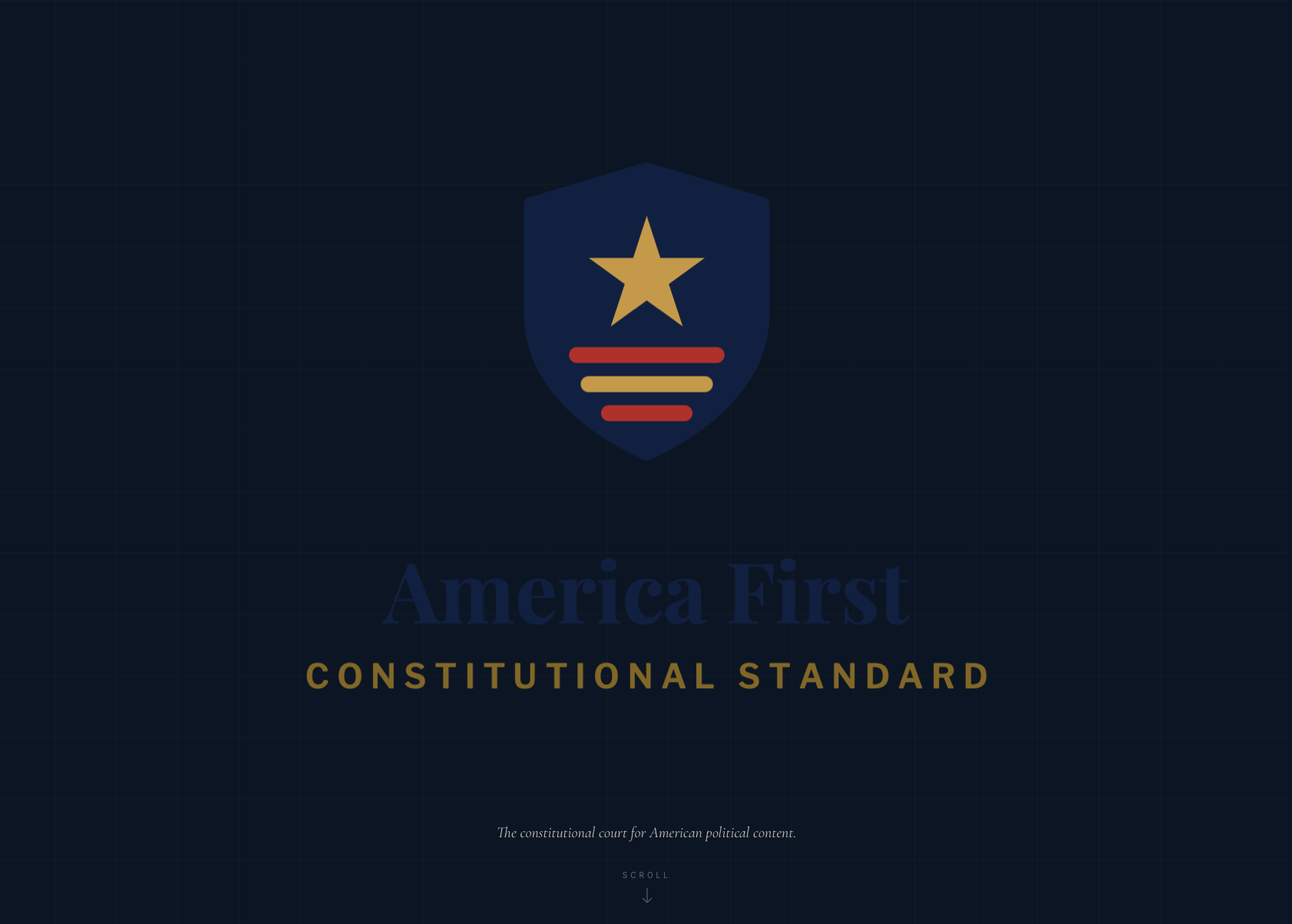 Screenshot of the America First Standard homepage showing a patriotic red-white-and-blue brand layout.
